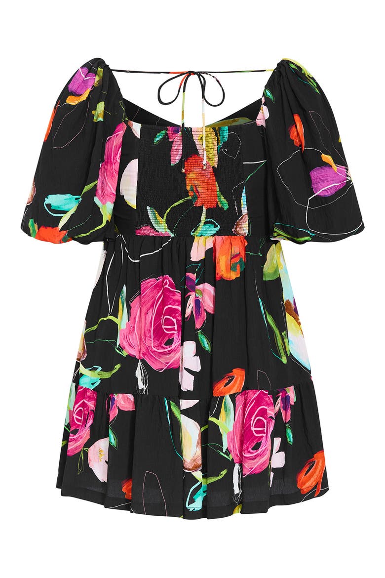 Mila Floral Print Minidress, Alternate, color, FLORAL SKETCH