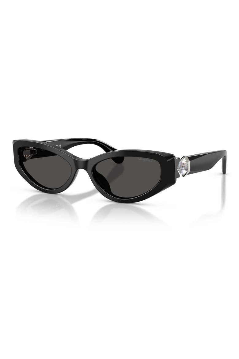 55mm Cat Eye Sunglasses, Alternate, color, BLACK / DARK GREY
