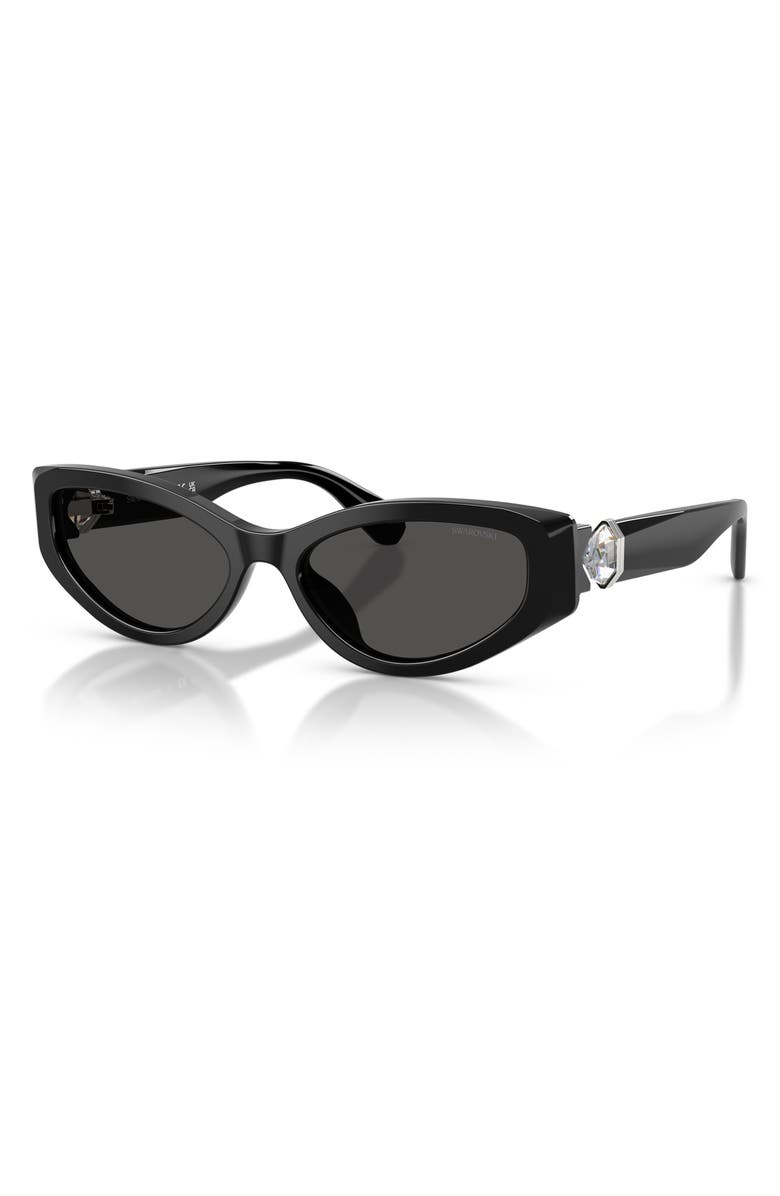 Swarovski 55mm Cat Eye Sunglasses, Alternate, color, Black / Dark Grey