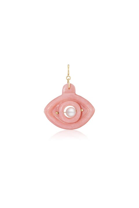 Pink Opal and White Pearl Evil Eye Charm