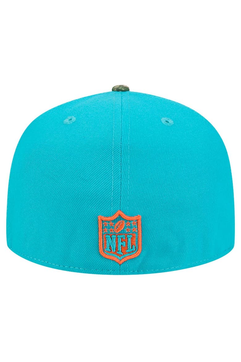 Men's New Era Aqua Miami Dolphins Active Two-Tone Camo 59FIFTY Fitted Hat, Alternate, color, Aqua