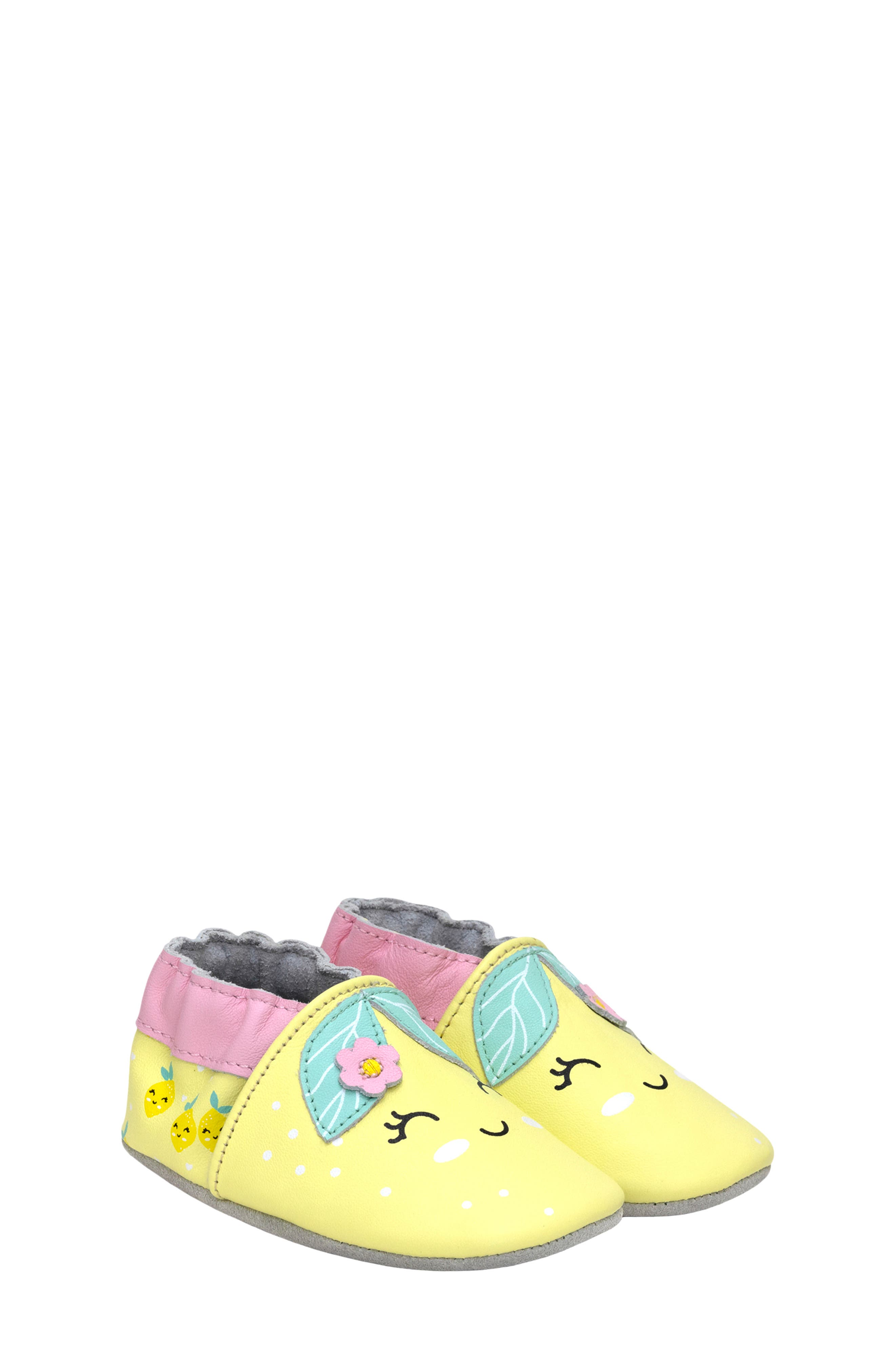 Robeez<sup>®</sup> Happy Lemon Crib Shoe, Main, color, 