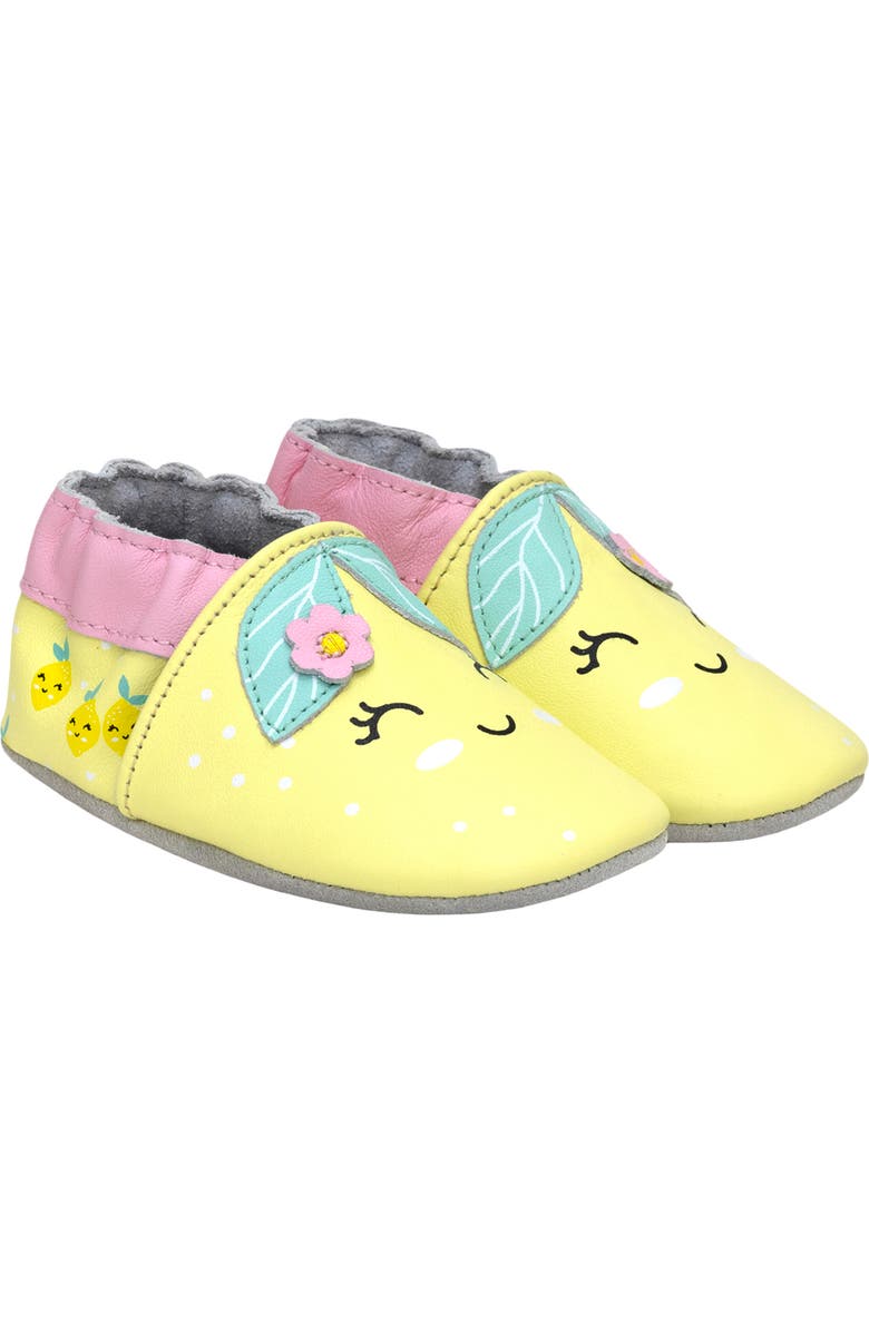 Robeez<sup>®</sup> Happy Lemon Crib Shoe, Main, color,