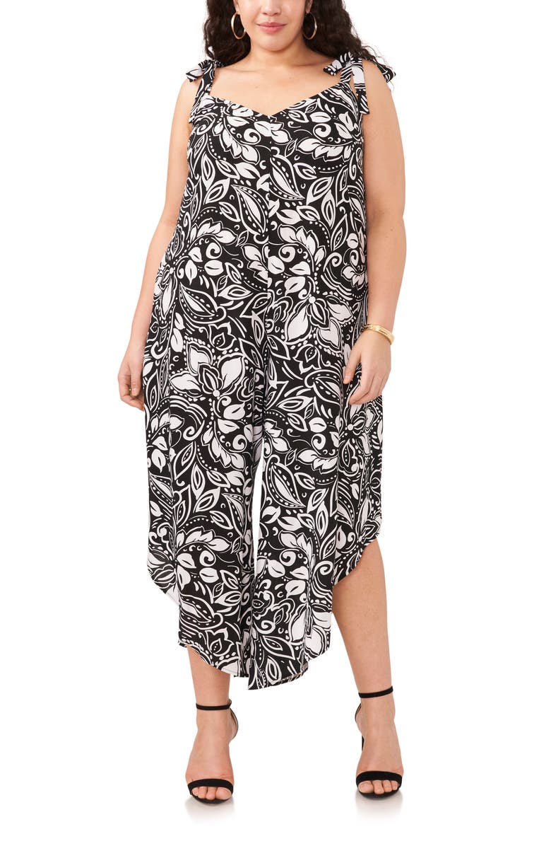 Vince Camuto Print Tie Strap Crop Jumpsuit, Main, color, 