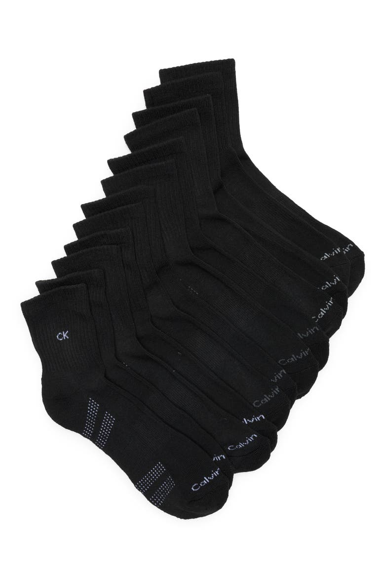 6-Pack Cushioned High Quarter Socks, Main, color, BLACK