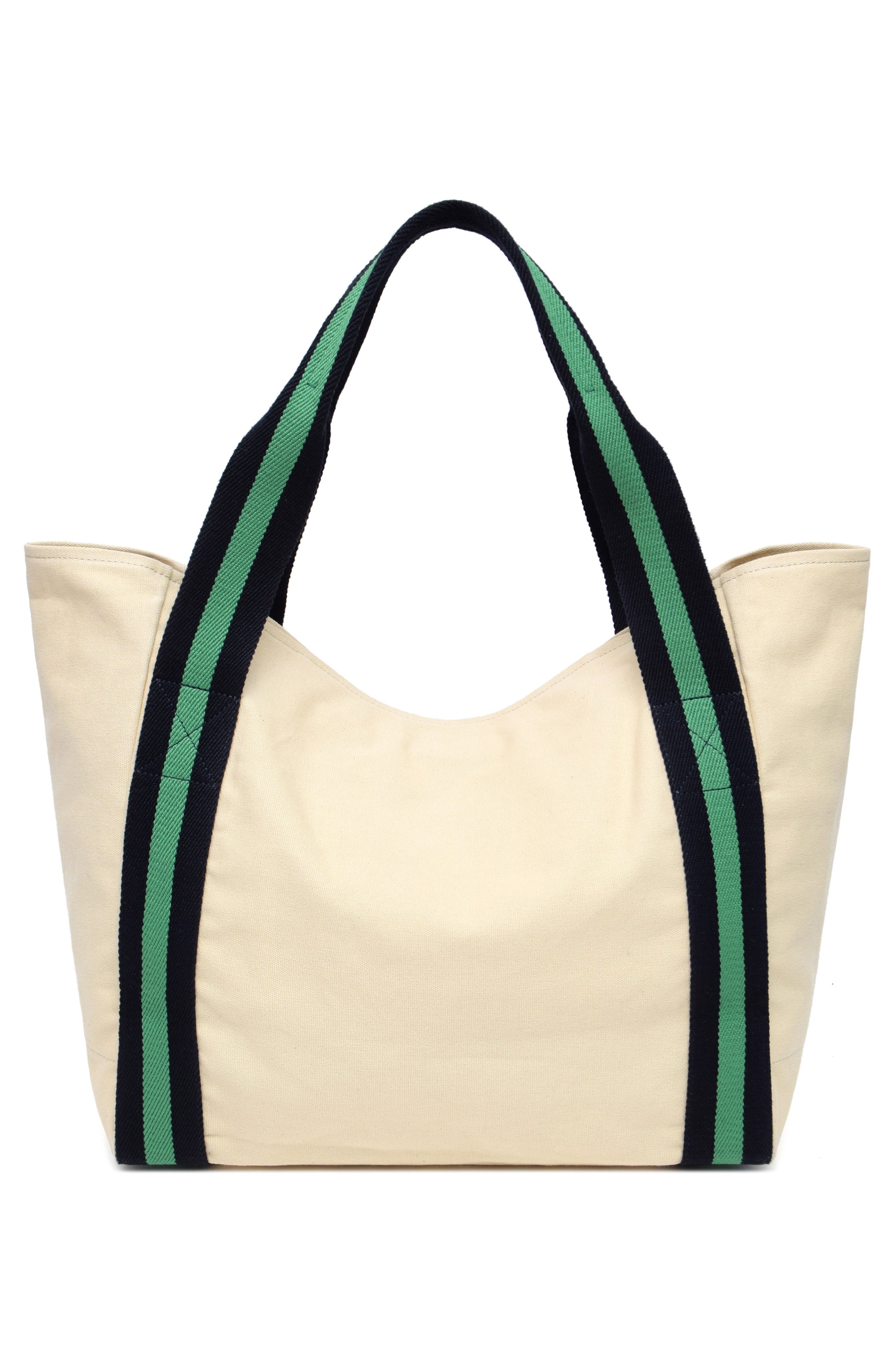 New Amsterdam Leatherworks Liliana Cotton Canvas Large Tote Bag, Alternate, color, Natural/ Kelly