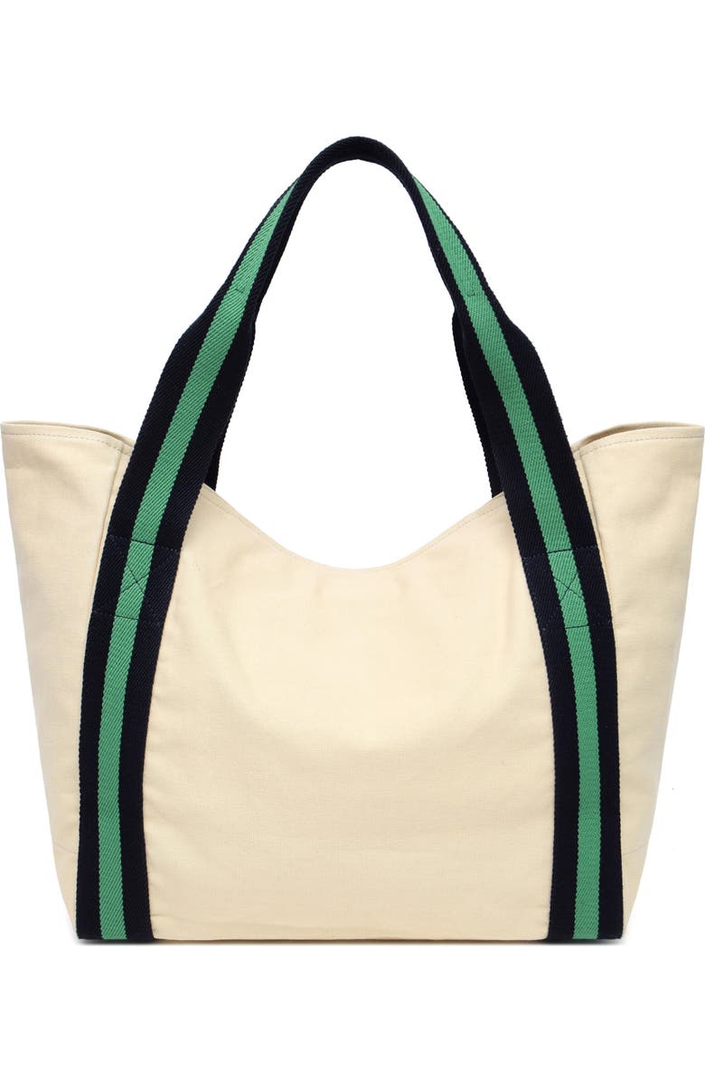 New Amsterdam Leatherworks Liliana Cotton Canvas Large Tote Bag, Alternate, color, Natural/ Kelly