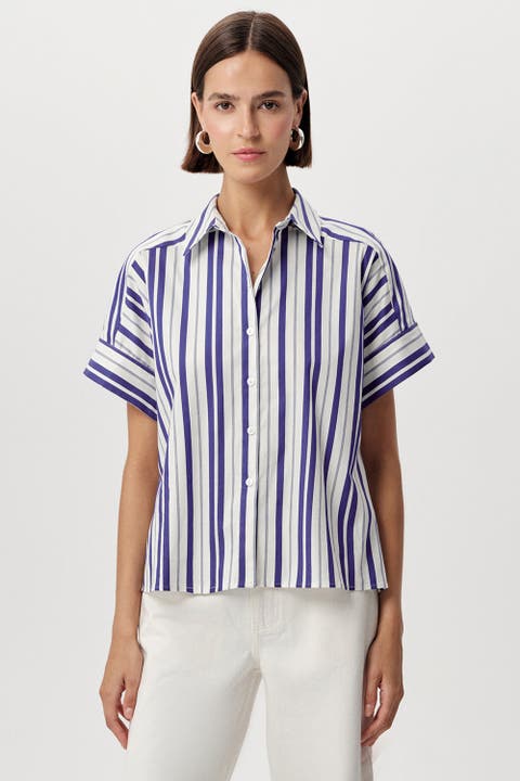 Alsatia Dropped Short Sleeve Striped Shirt