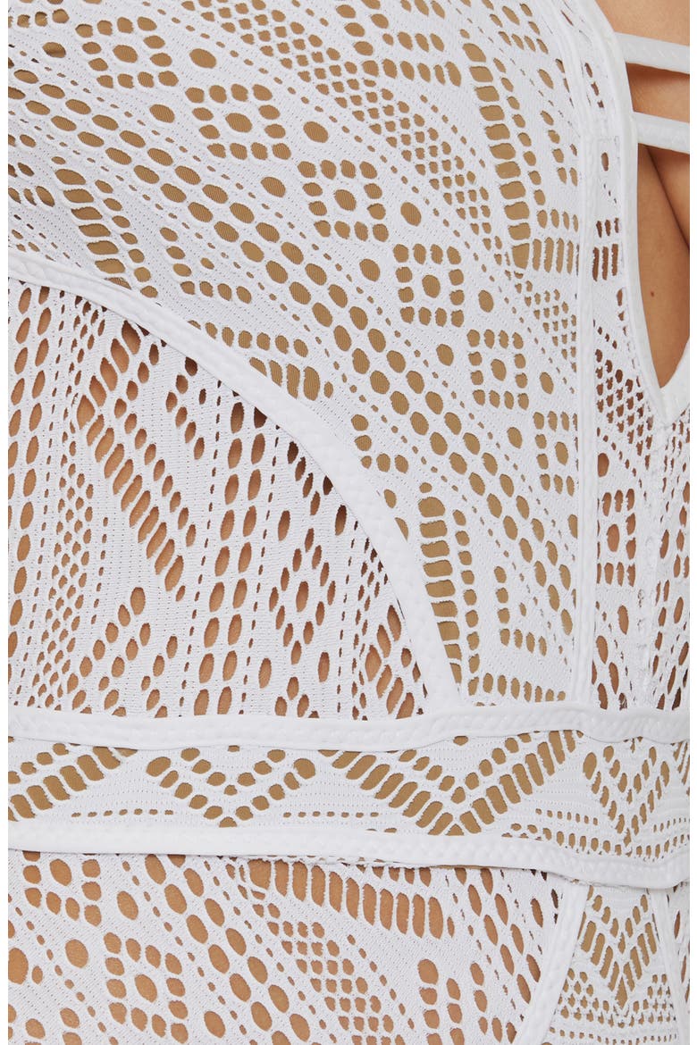 Color Play Mesh One-Piece Swimsuit, Alternate, color, WHITE/ TAN