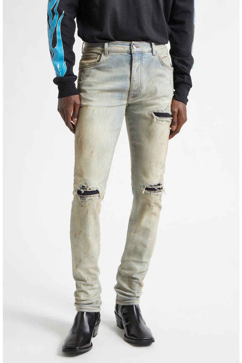 MX1 Suede Patched Skinny Jeans, Main, color, PERFECT ANTIQUE INDIGO