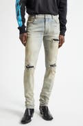 AMIRI MX1 Suede Patched Skinny Jeans