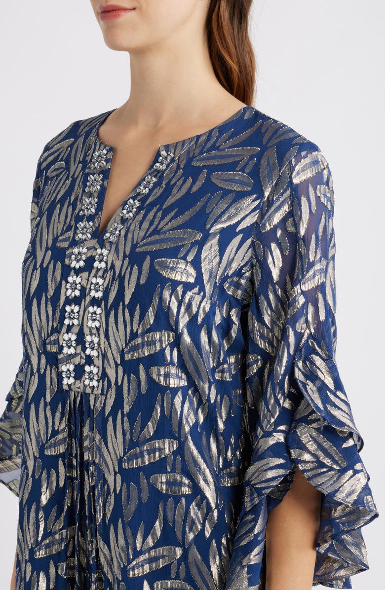 Lilly Pulitzer<sup>®</sup> Bellina Silk Maxi Dress, Alternate, color, Navy Leafy Babe