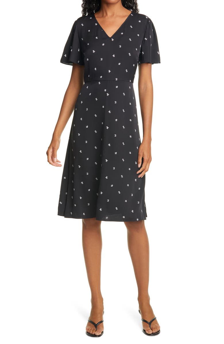 Nordstrom Signature Flutter Sleeve Stretch Silk Dress, Main, color, 