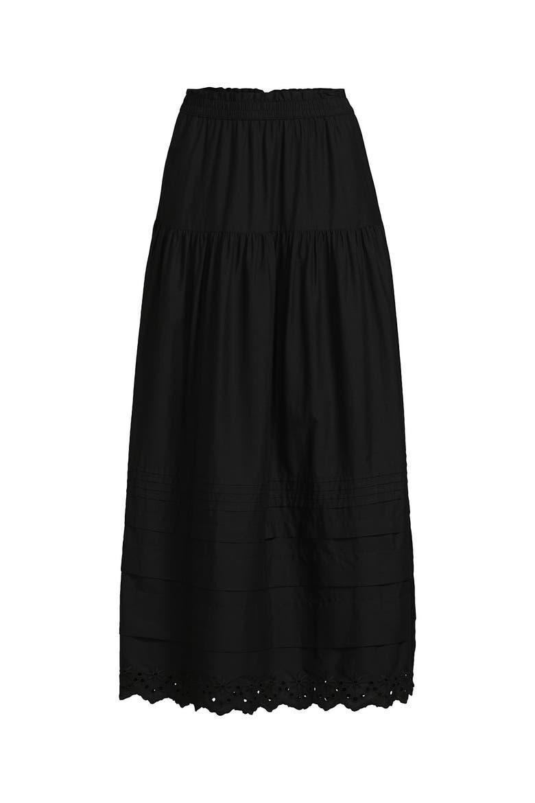 Voile Tiered Eyelet Maxi Skirt, Alternate, color, Black
