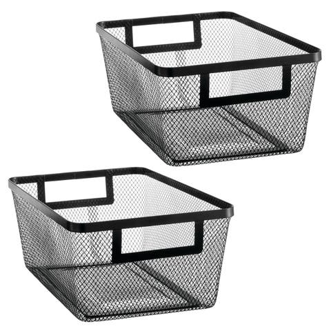 Metal Mesh Pantry Basket with Handles - Set of 2 - Matte Black
