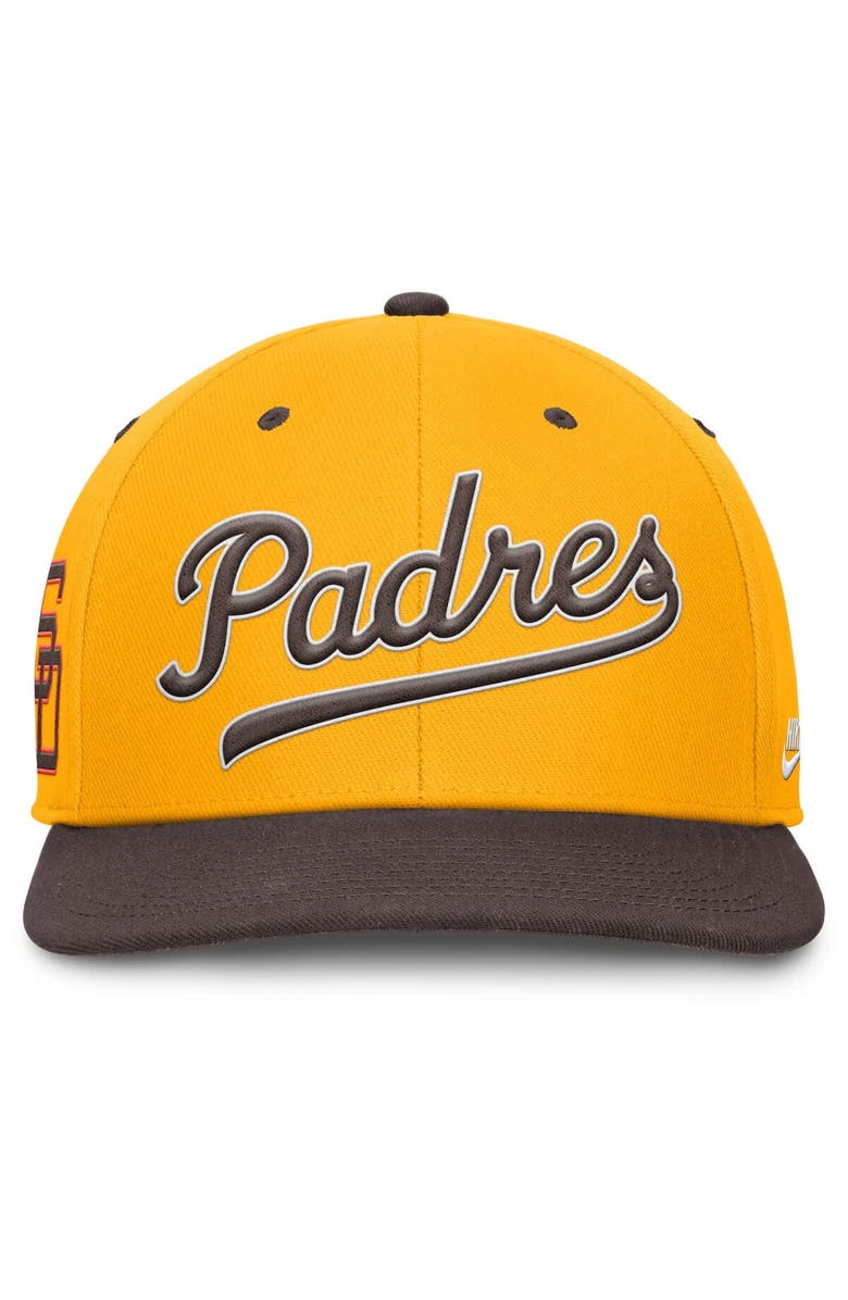 Nike Men's Nike Gold/Brown San Diego Padres Cooperstown Collection Pro Performance Snapback Hat, Alternate, color, 