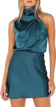 Petal & Pup Anabelle Floral Halter Neck Satin Minidress
