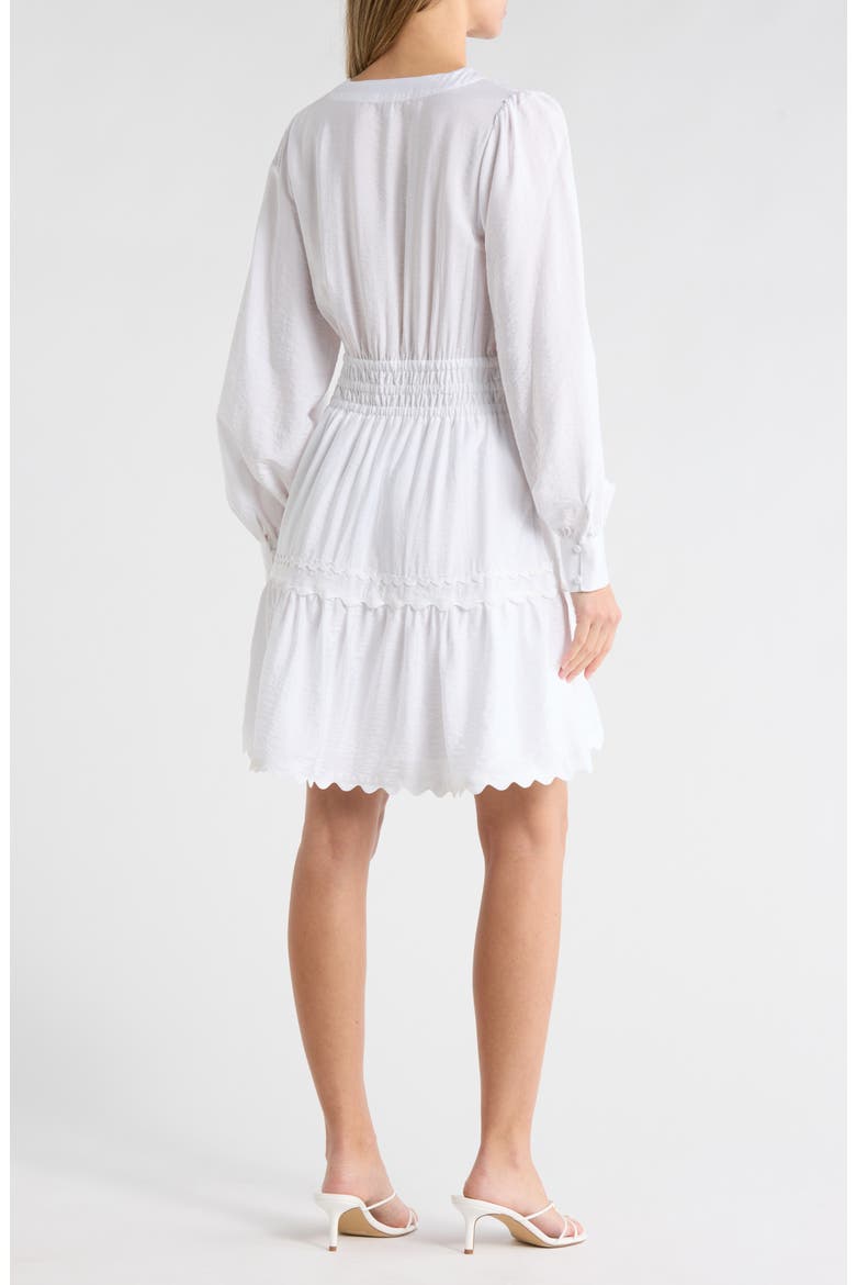 V-Neck Long Sleeve Crinkle Dress, Alternate, color, WHITE