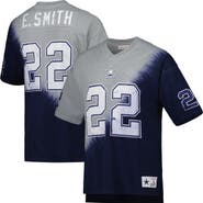 Mitchell & Ness Men's Mitchell & Ness Emmitt Smith Navy/Gray Dallas Cowboys Retired Player Name & Number Diagonal Tie-Dye V-Neck T-Shirt
