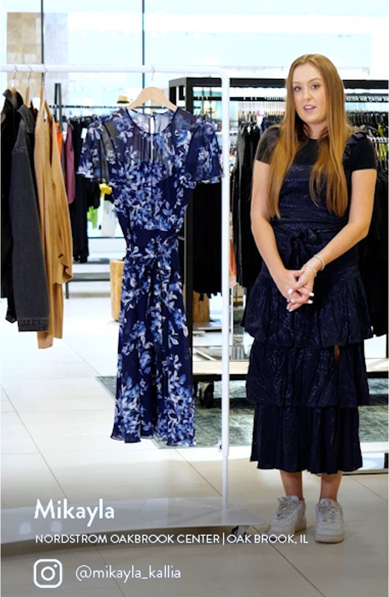 Floral Print Flutter Sleeve Dress, sales video thumbnail