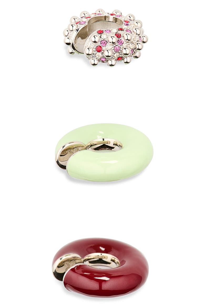 Set of 3 Punk Style Ear Cuffs, Alternate, color, P082 PURPLE / GREEN / SILVER