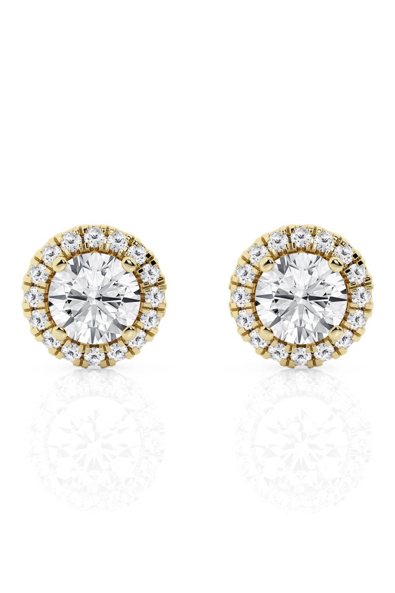 14K Gold Round Cut Lab-Created Diamond Halo Stud Earrings - 2.4ct, Alternate, color, 2.4 CTW YELLOW GOLD