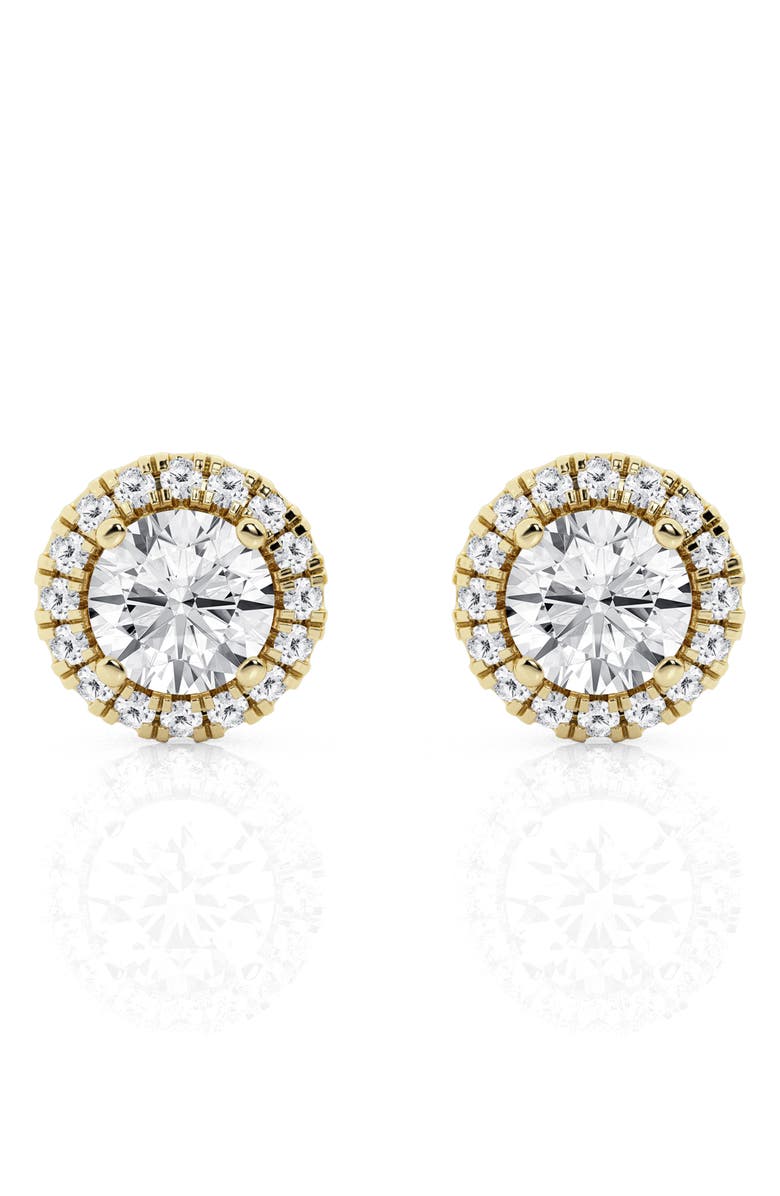 Badgley Mischka Collection 14K Gold Round Cut Lab-Created Diamond Halo Stud Earrings - 2.4ct, Alternate, color, 0.6 Ctw Yellow Gold