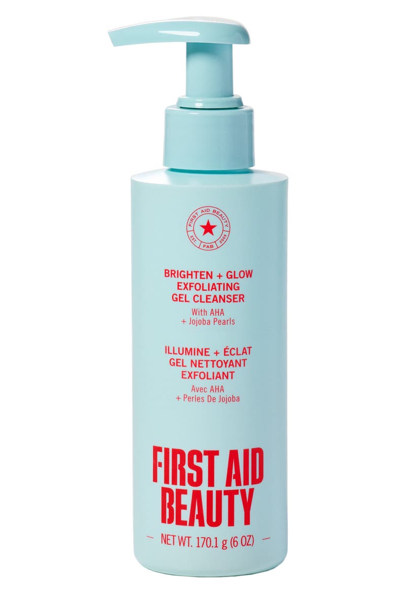 Brighten + Glow Exfoliating Gel Cleanser with AHA + Jojoba Pearls, Main, color, NO COLOR