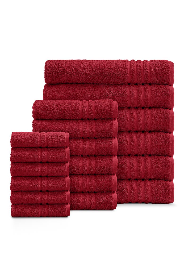 Solid Cotton 18-Piece Towel Set, Main, color, RED