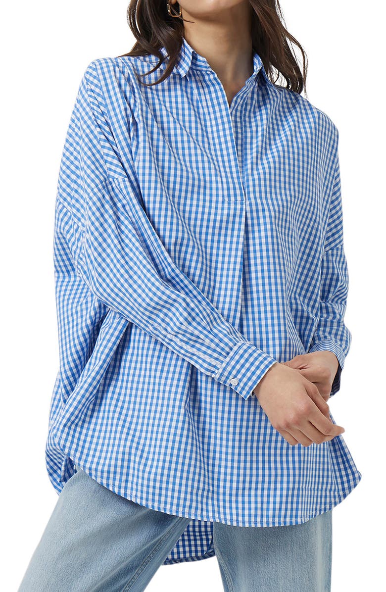 French Connection Tatus Check Print Poplin Top, Main, color,