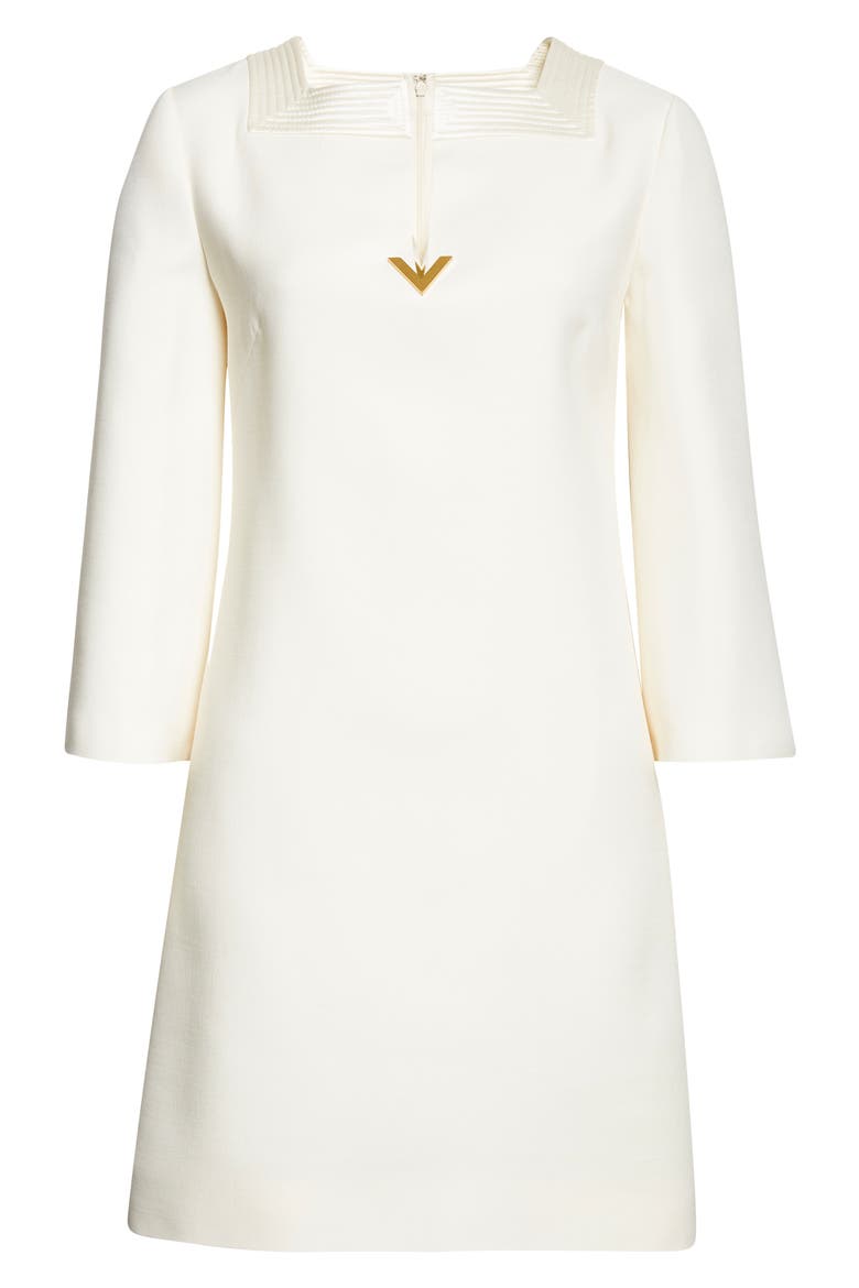 Wool & Silk Crepe Couture Dress, Alternate, color, IVORY