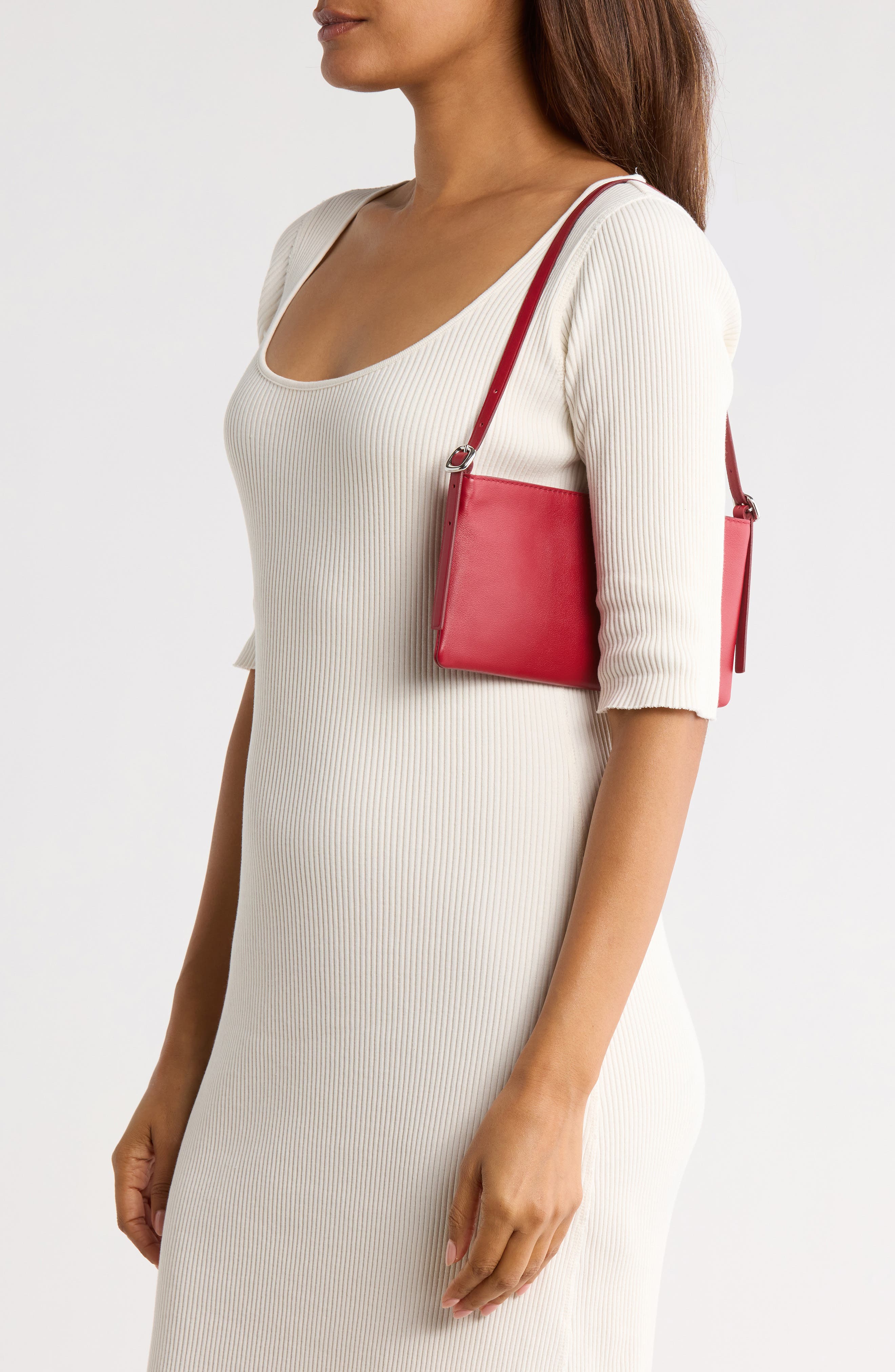 Madewell The Mini Sculptural Buckle Shoulder Bag, Alternate, color, Bright Ember