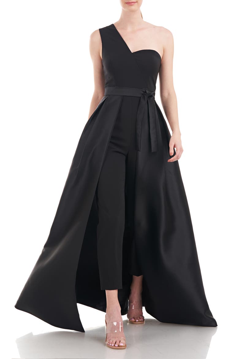 Vera One-Shoulder Maxi Jumpsuit, Alternate, color, BLACK