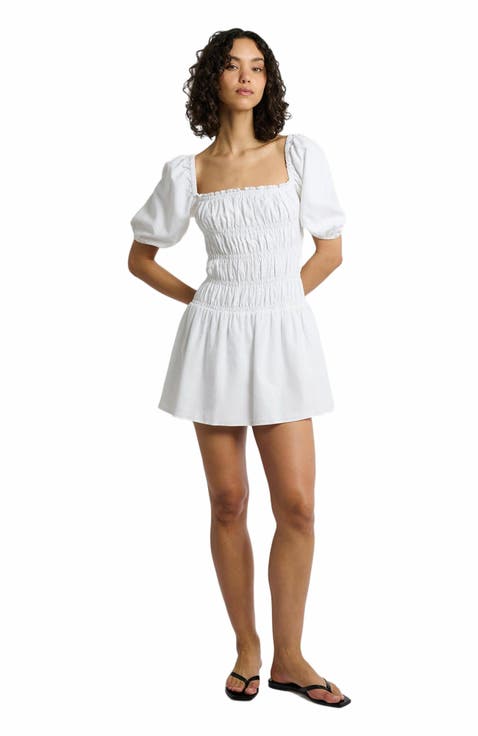 Air Linen Smocked Mini Dress