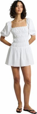 Onia Air Linen Smocked Mini Dress