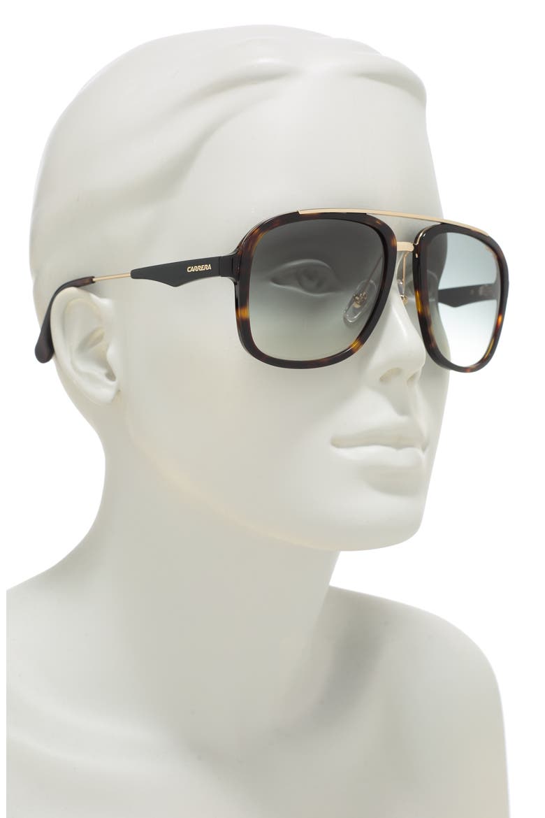 57mm Navigator Sunglasses, Alternate, color, HAVANA GOLD / GREEN SHADED