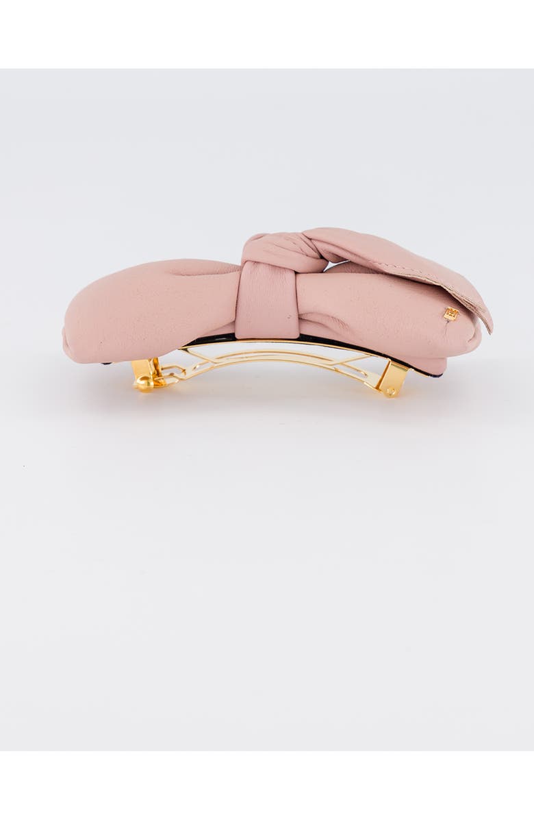 Alexandre de Paris Leather bow barette, Alternate, color, Pink