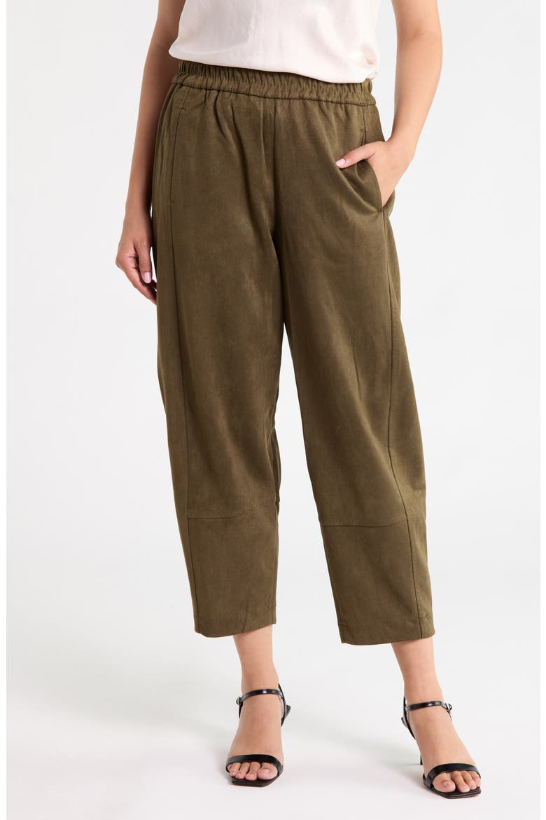 Faux Suede Barrel Pants, Main, color, SAGE