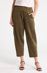 MAX STUDIO Faux Suede Barrel Pants