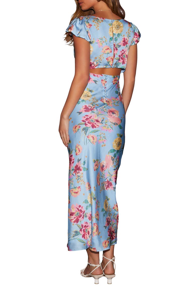 Bianca Flutter Sleeve Maxi Dress, Alternate, color, BLUE FLORAL