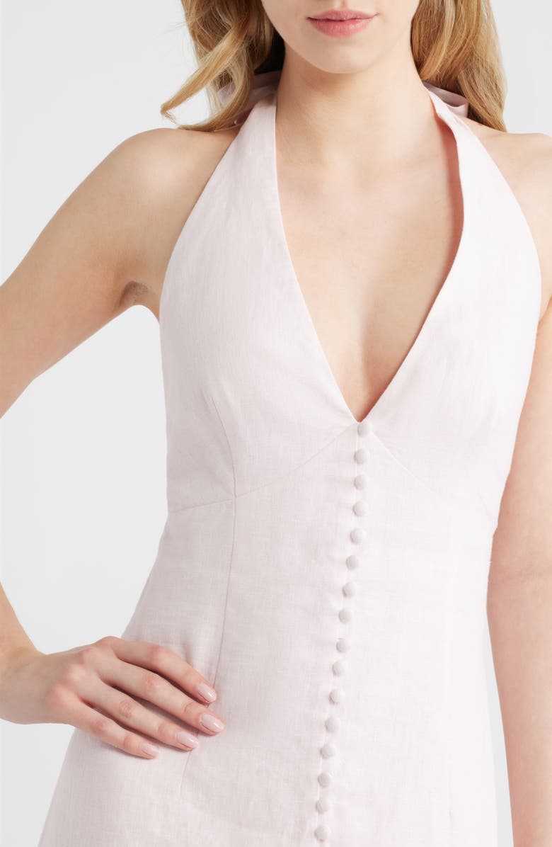LoveShackFancy Lovis Halter Neck Linen Dress, Alternate, color, 