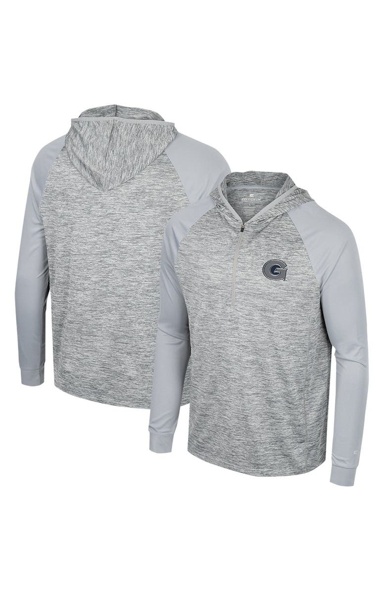 COLOSSEUM Men's Colosseum Gray Georgetown Hoyas Cybernetic Raglan Quarter-Zip Hooded Top, Main, color, 