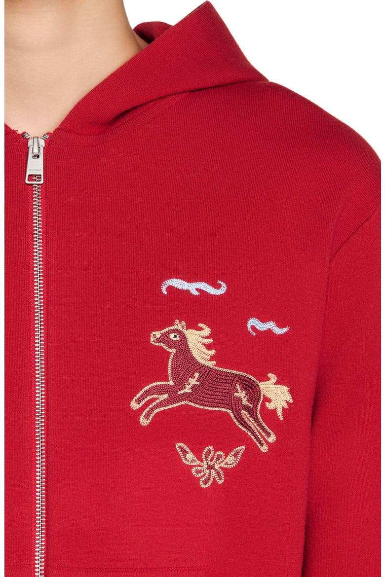 Animal print zip-up cardigan, Alternate, color, Red