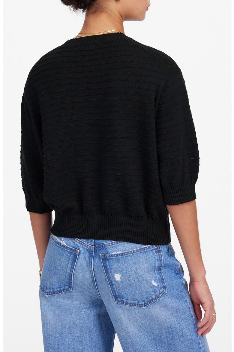 Textural Stitch Cotton Sweater, Alternate, color, BLACK