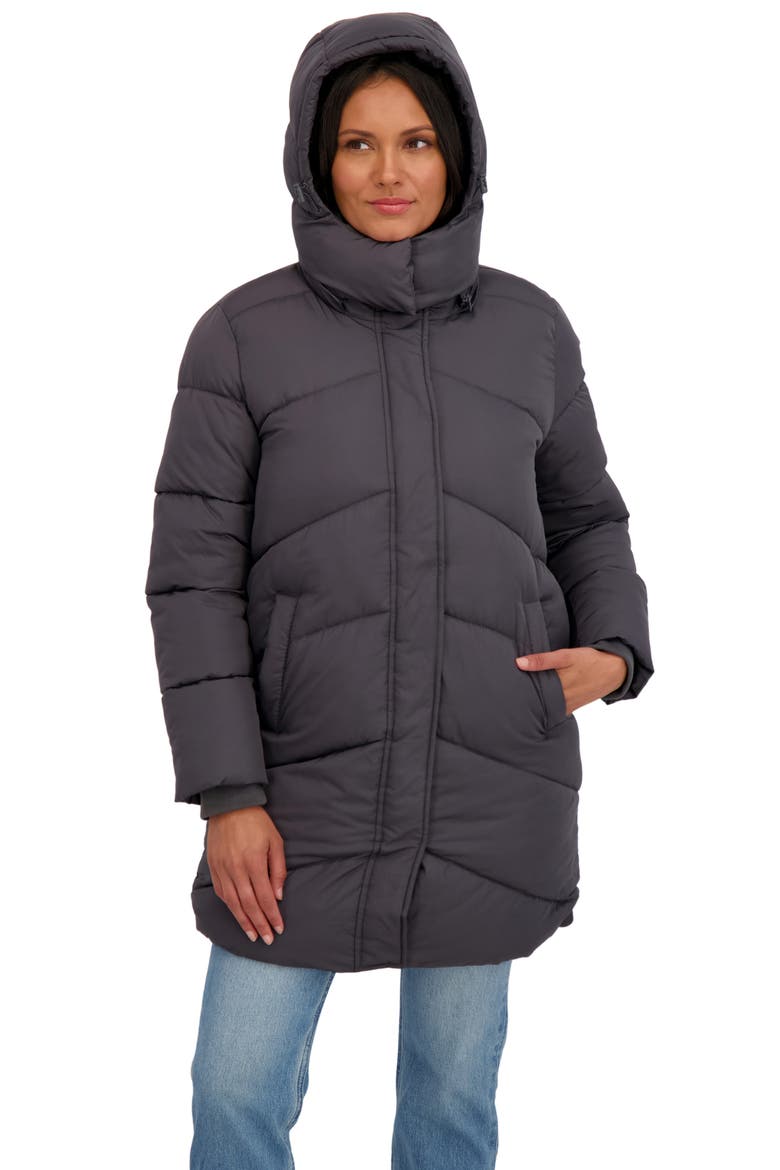 Quilted Hooded Puffer Jacket, Alternate, color, GREY