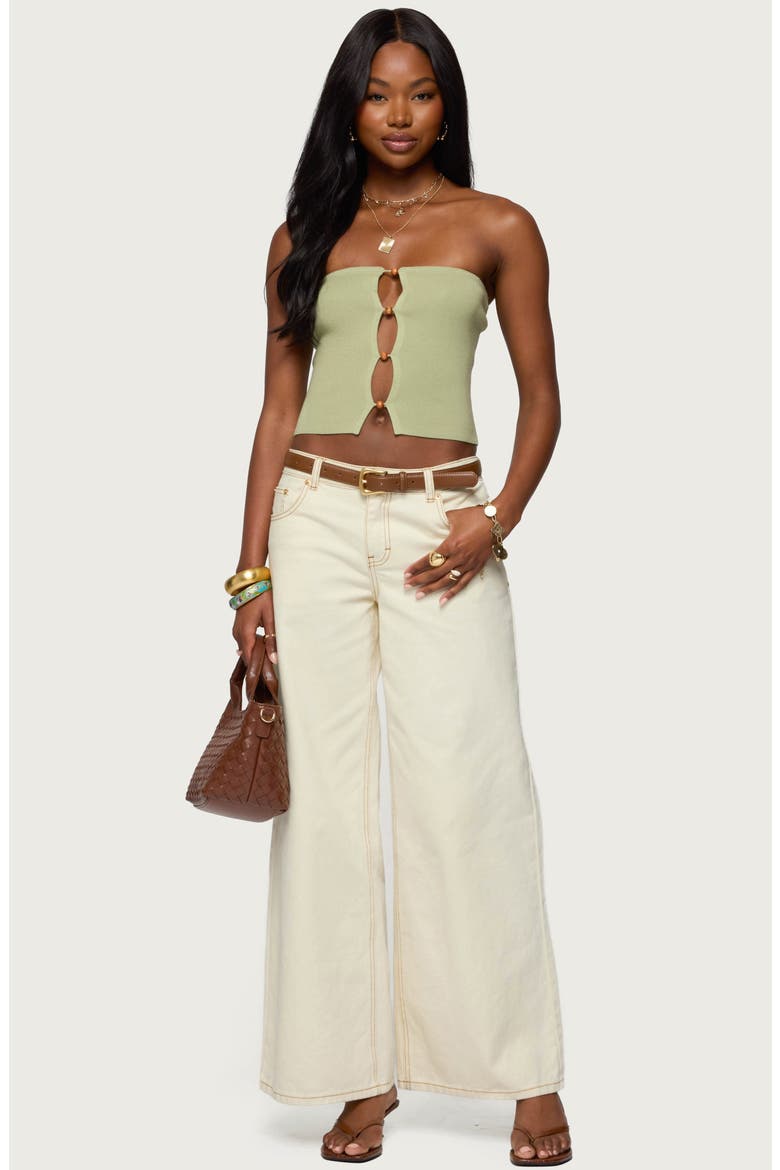 Beaded Cutout Strapless Crop Top, Alternate, color, SAGE