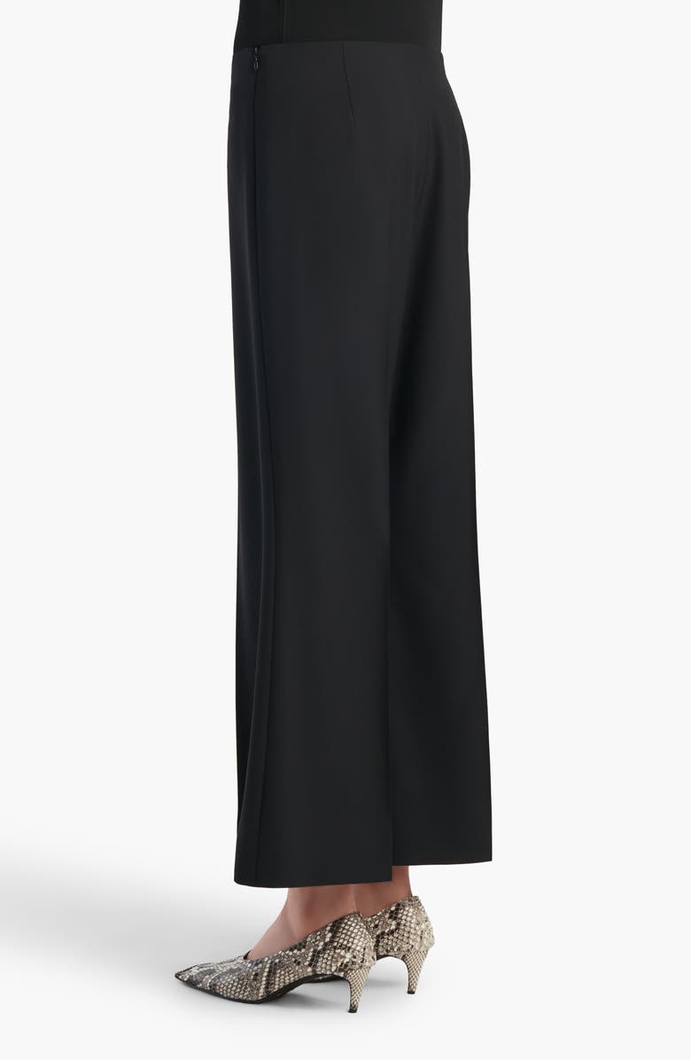 Khaite Walter Virgin Wool Kick Flare Crop Pants, Alternate, color, Black