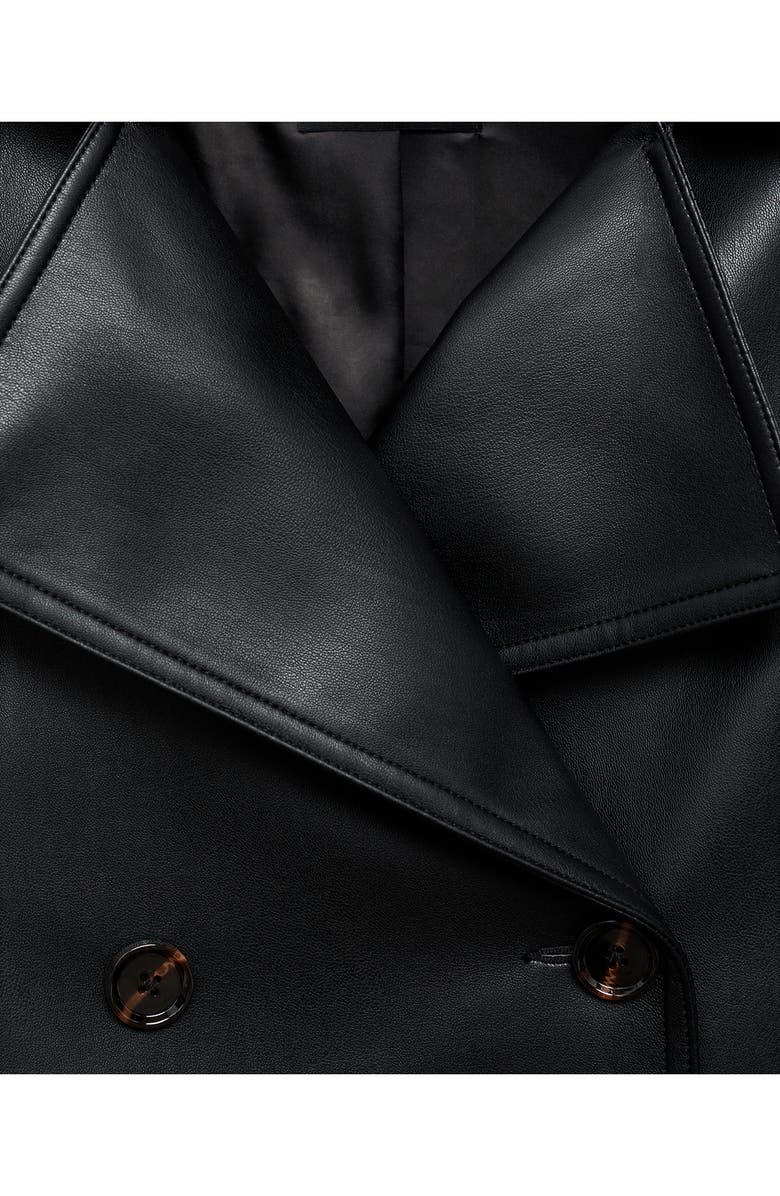 MANGO Double Breasted Faux Leather Jacket, Alternate, color, 