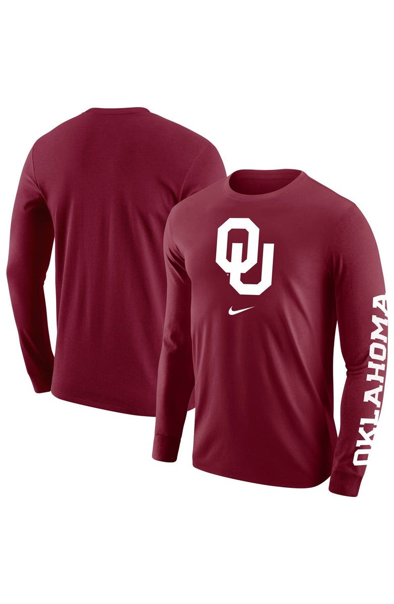 Nike Men's Nike Crimson Oklahoma Sooners Team Lockup 2-Hit Long Sleeve T-Shirt, Main, color, 