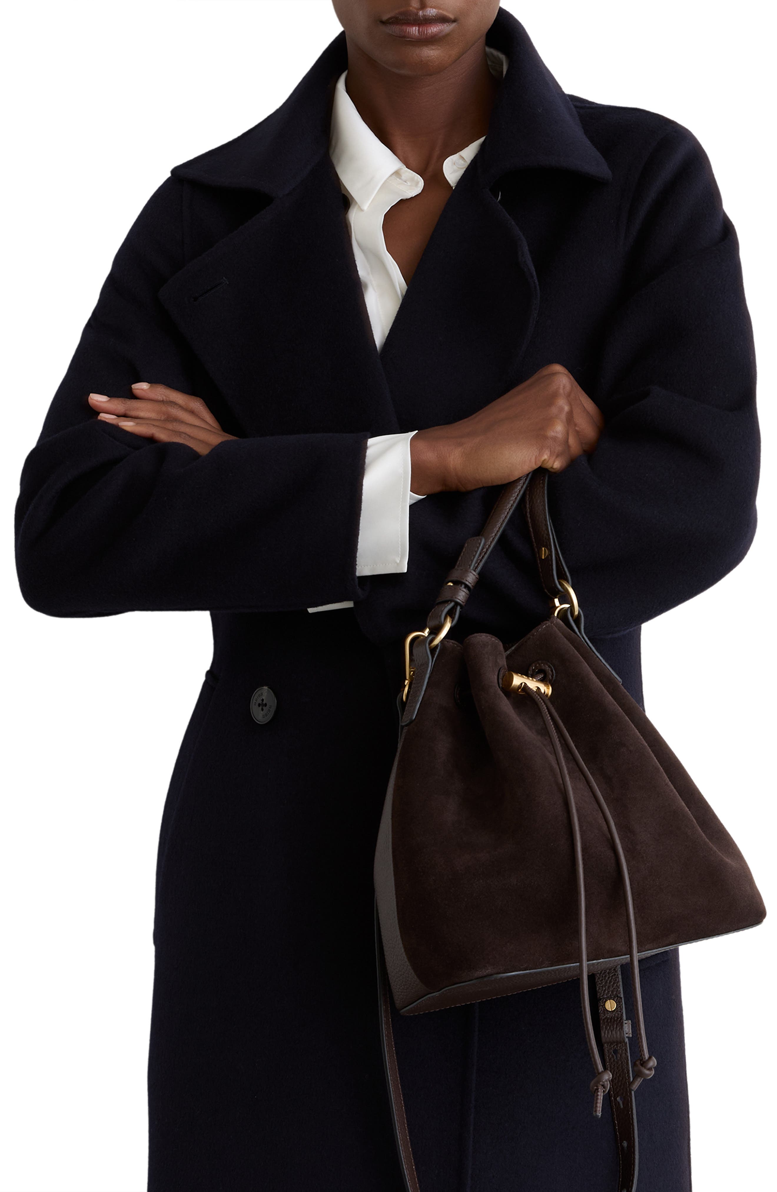 Reiss Esther Leather Bucket Bag, Alternate, color, Chocolate